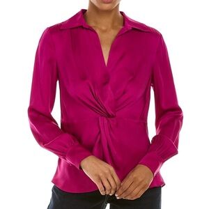Trina Turk Silk & Viscose Magenta Twist Blouse